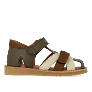 Colourblock leather sandal with suede details
