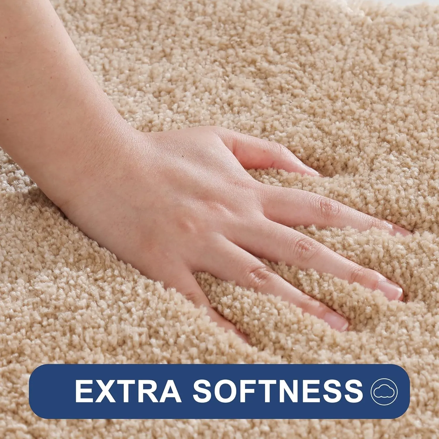COSY HOMEER Bath Rugs for Bathroom Extra Thick - Anti-Slip Bath Mats Soft Plush Yarn Shaggy 100% Strong Mirco Polyeste Mat Living Room Bedroom Mat Floor Water Absorbent(Beige,20x32 - Inches)