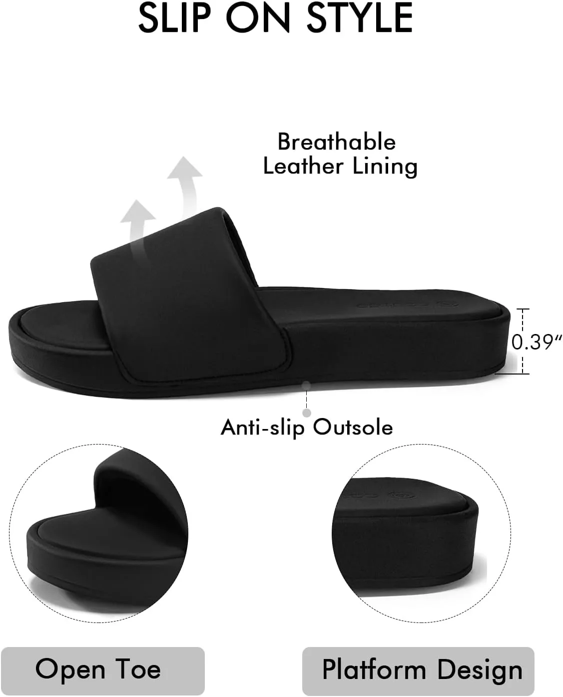 Coutgo Womens Platform Slide Sandals Comfortable Open Toe Slippers Slip On Summer Beach Shoes