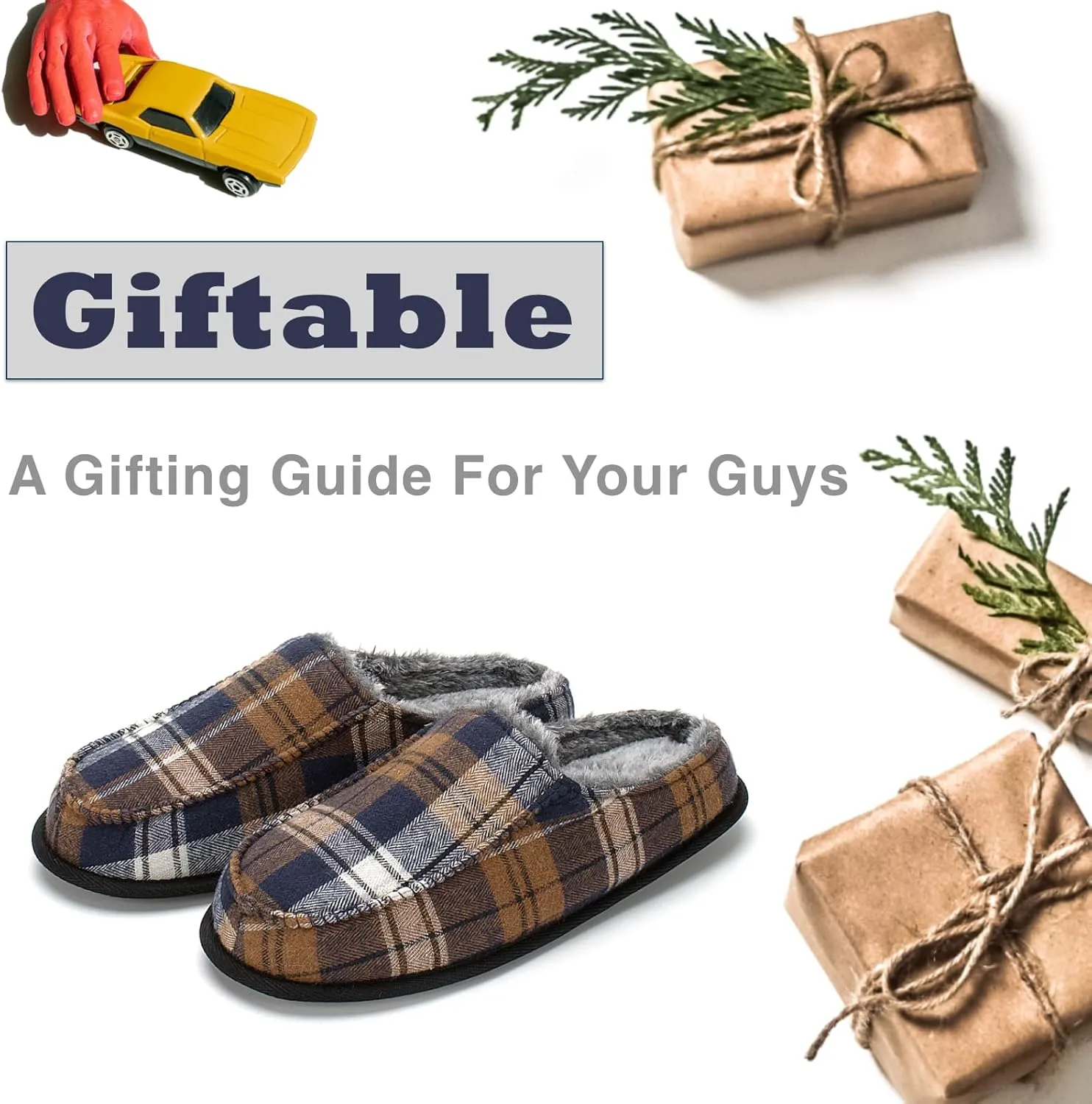 Cozylook Men's Slip-on Slippers, Memory Foam Padded House Moccasins, Non-Slip Sole Indoor/Outdoor, Soft Plush Lining, Cozy Gifts, Sizes 8-15
