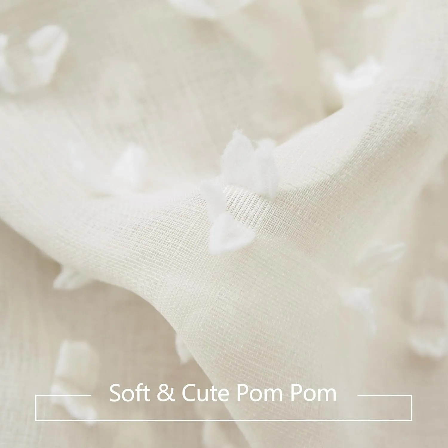 Cream Sheer Curtains for Living Room 84 Inch Length Ivory Pom Pom Boho Sheer Curtains 2 Panels Set Back Tab Country Farmhouse Shabby Chic Semi Sheer Window Drapes for Bedroom Nursery 84 Inches Long