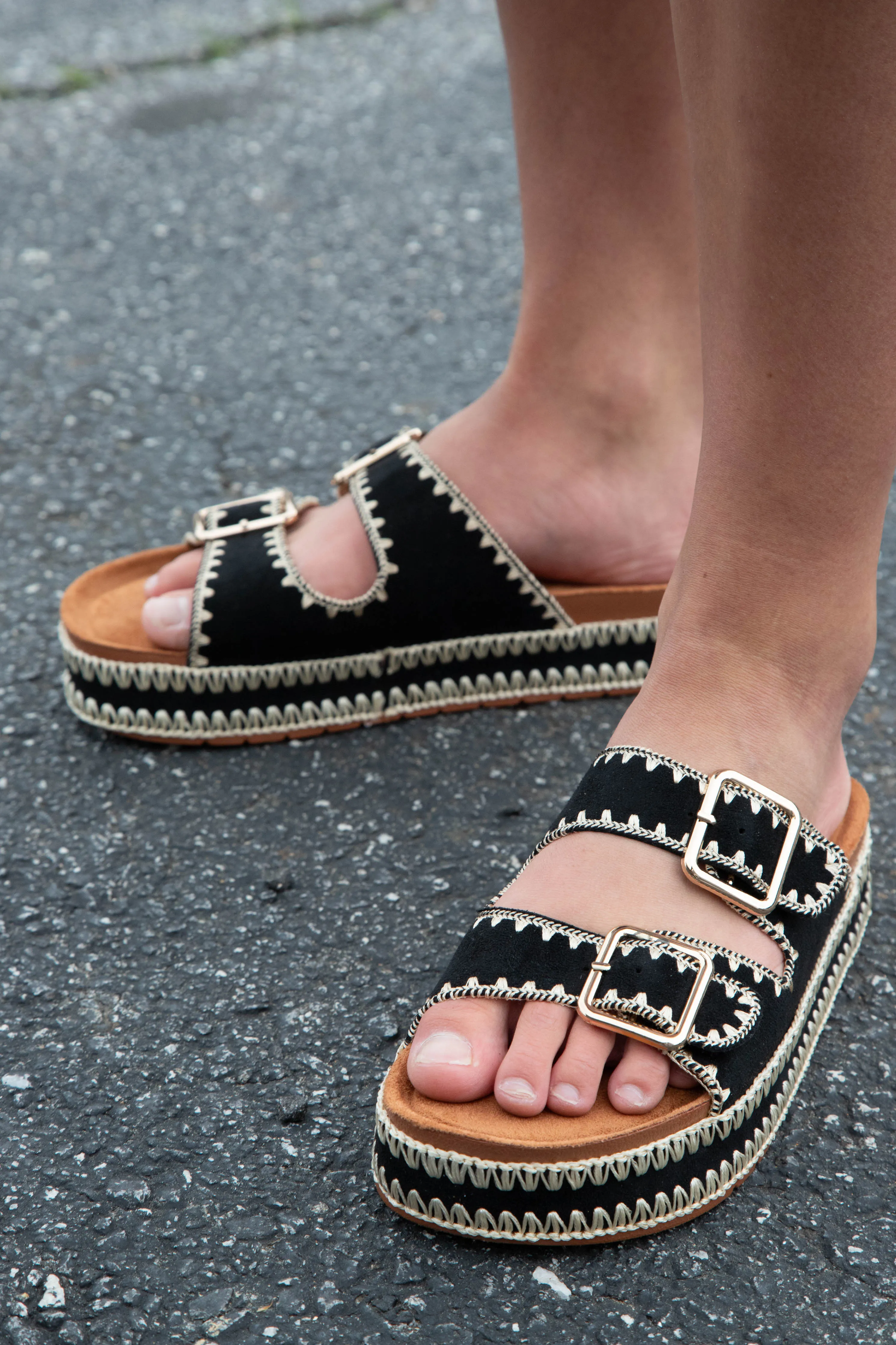 Cubana Whip Stitched Platform Sandal, Black | Dirty Laundry