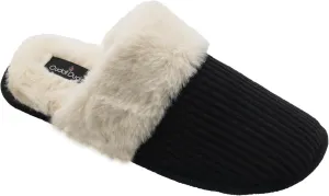 Cuddl Duds Women Indoor Corduroy Foam Insole Cozy Faux Fur Lining Clog Slip On Slipper House Shoes With Skid Resistant Bottom