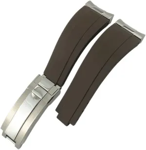 Curved End Metal Link Rubber Watchband 20mm For Daytona GMT Slide Lock Buckle Submariner Silicone Sport Watch Strap