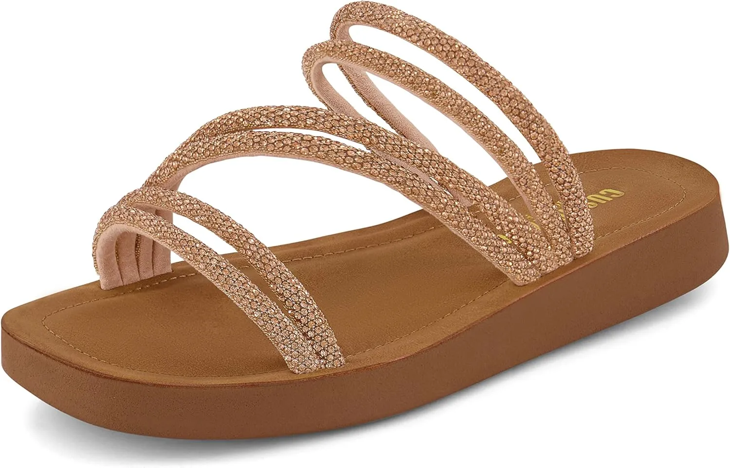 CUSHIONAIRE Women's Athena rhinestone sandal  Memory Foam