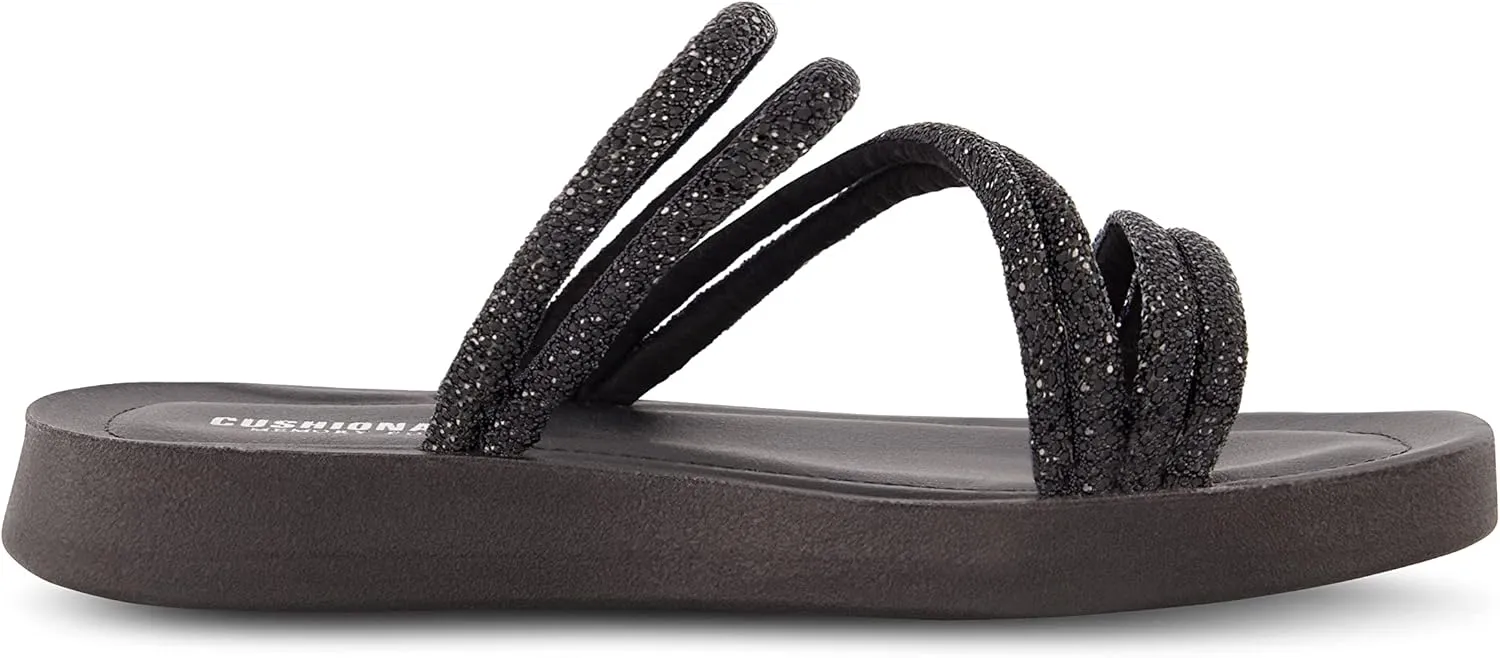 CUSHIONAIRE Women's Athena rhinestone sandal  Memory Foam