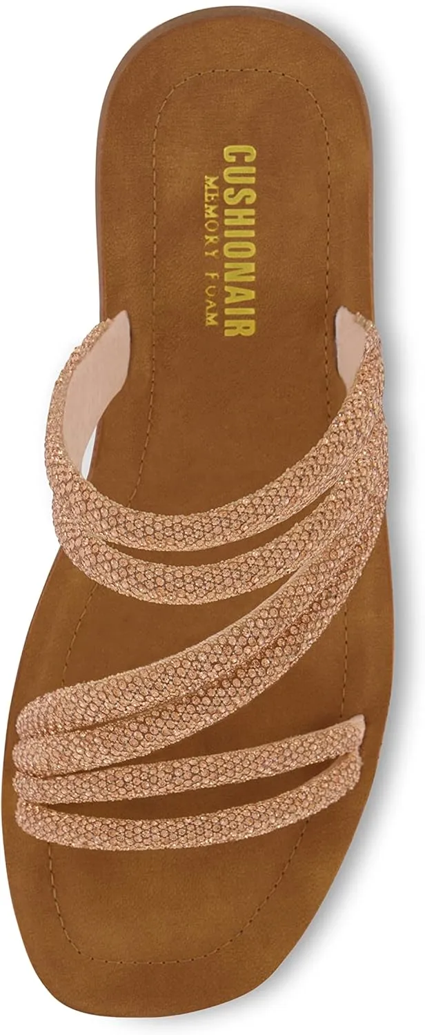 CUSHIONAIRE Women's Athena rhinestone sandal  Memory Foam
