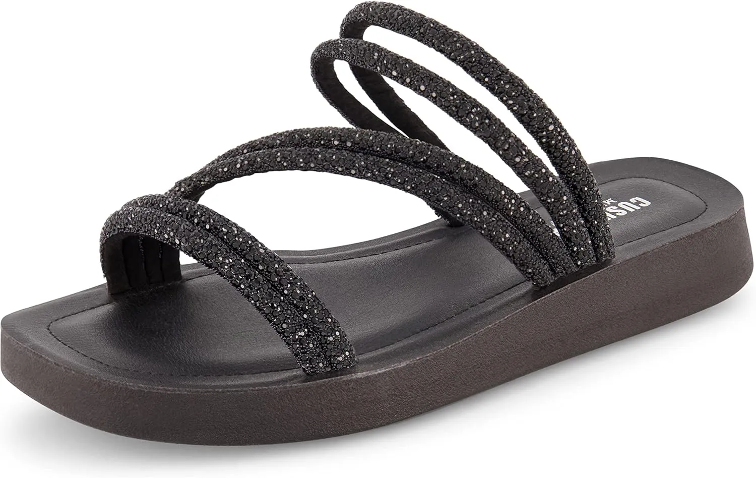 CUSHIONAIRE Women's Athena rhinestone sandal  Memory Foam
