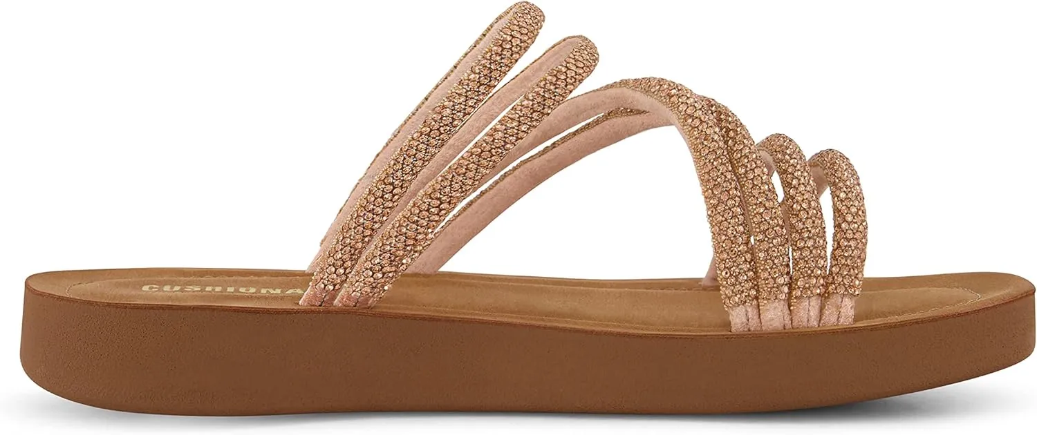CUSHIONAIRE Women's Athena rhinestone sandal  Memory Foam
