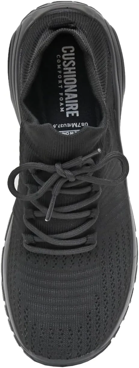 CUSHIONAIRE Women's Blaze Stretch Knit Slip on lace Sneaker  Memory Foam & LiteSole Technology