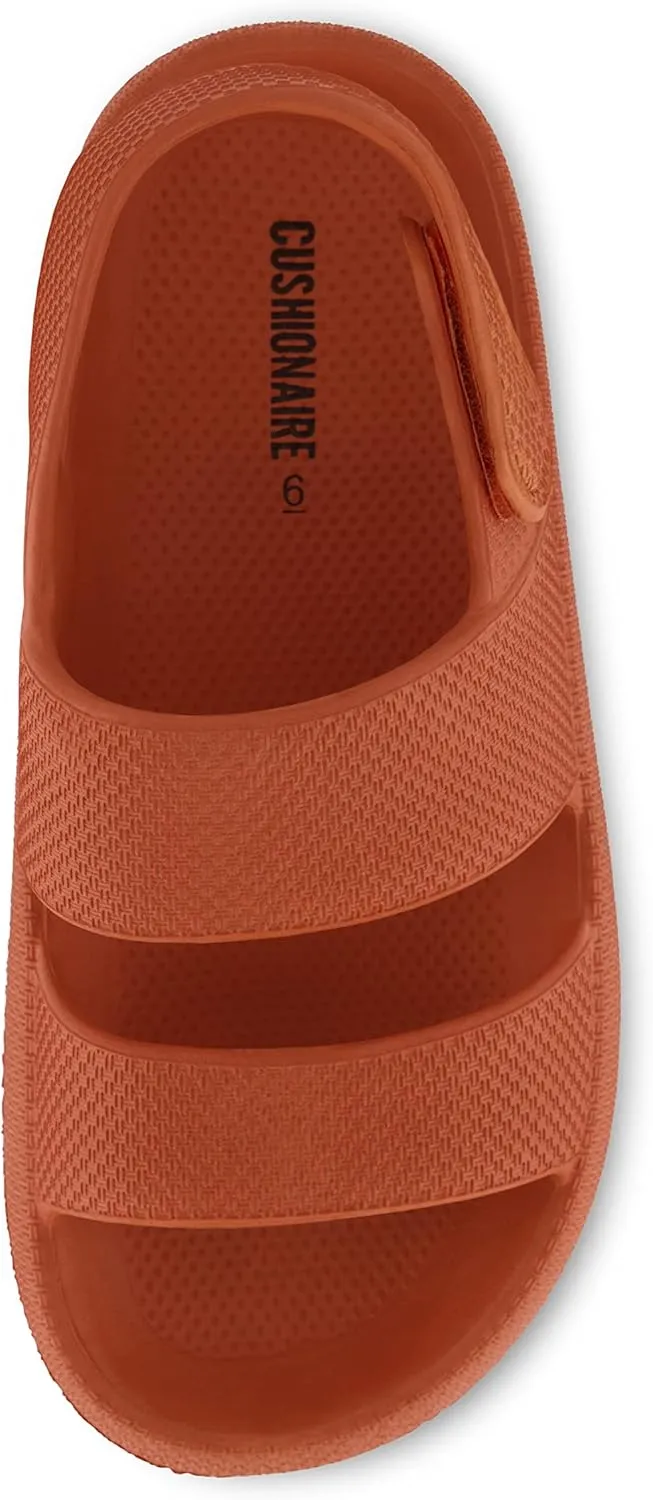 CUSHIONAIRE Women's Fuji sandal with adjustable strap and  Comfort