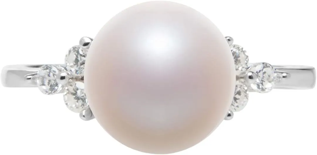 Dacey White 8-9mm AAA Quality Freshwater 925 Sterling Silver Cultured Pearl Ring For Women