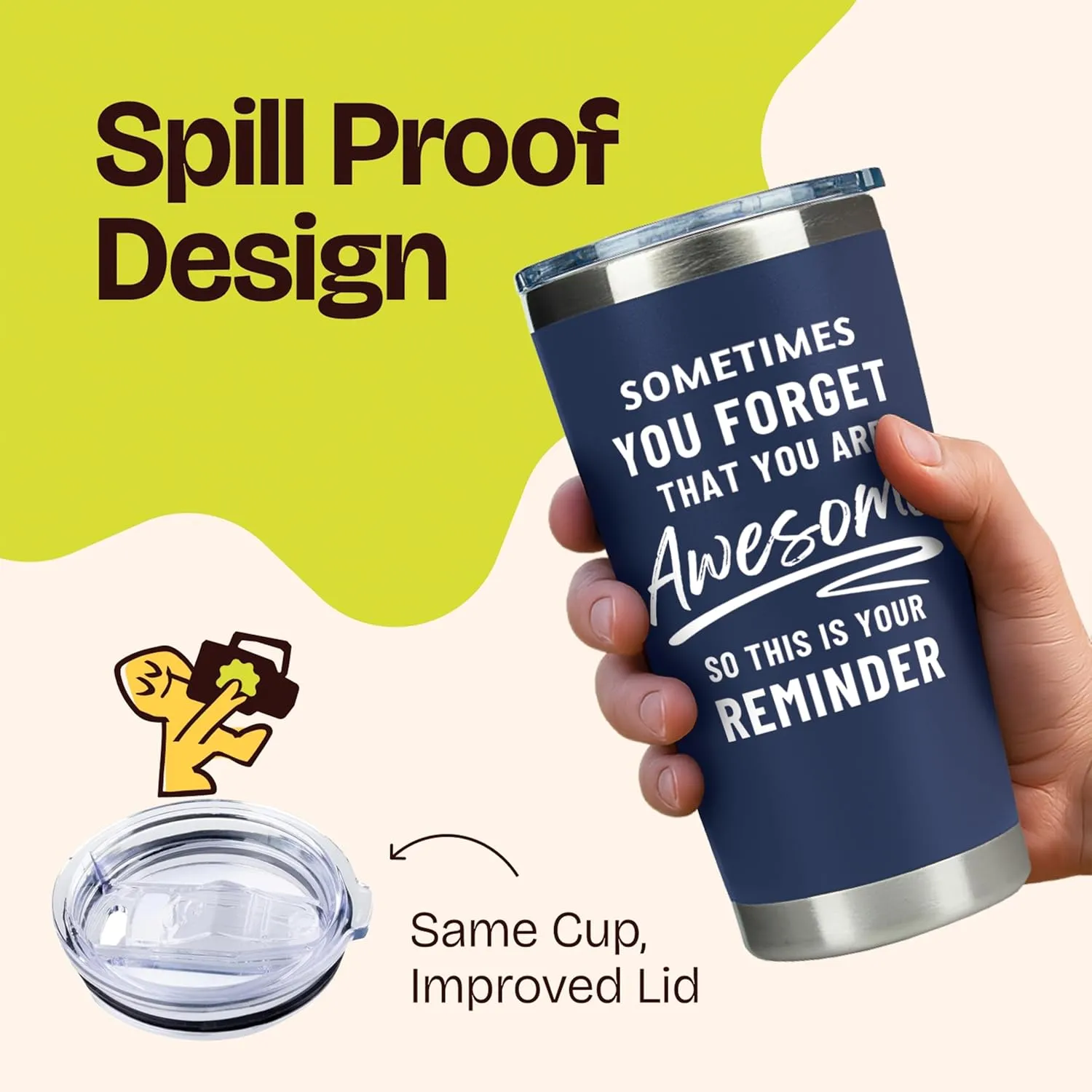 Dad Gifts for Fathers Day Cup - Sometimes You Forget Your Awesome Gifts Navy 20oz Motivational Coffee Tumbler Birthday Gift for Dad, Husband, Boyfriend Inspirational Mugs for Men Who Want Nothing