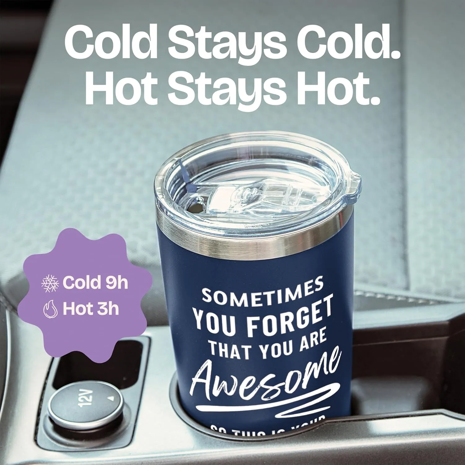 Dad Gifts for Fathers Day Cup - Sometimes You Forget Your Awesome Gifts Navy 20oz Motivational Coffee Tumbler Birthday Gift for Dad, Husband, Boyfriend Inspirational Mugs for Men Who Want Nothing
