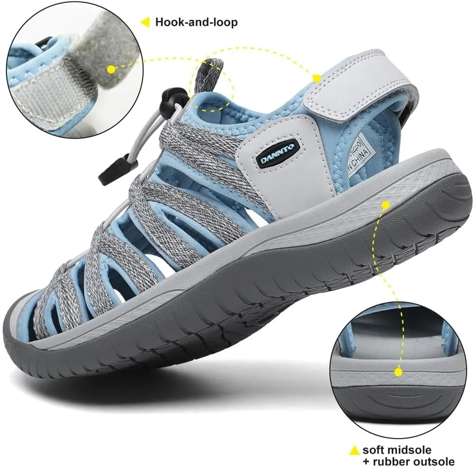 Dannto Women's Closed Toe Hiking Sandals Walking Water Sandal Comfort Athletic Sport Outdoor Sandals