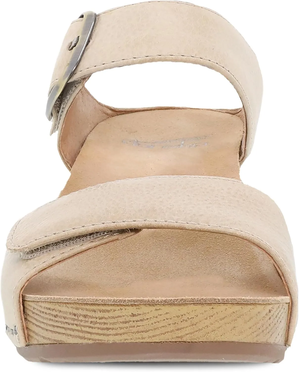 Dansko Tanya Slip-On Wedge Sandal for Women – Cushioned, Contoured Footbed for All-Day Comfort and Support – Hook & Loop Strap with Buckle Detail – Lightweight Rubber Outsole