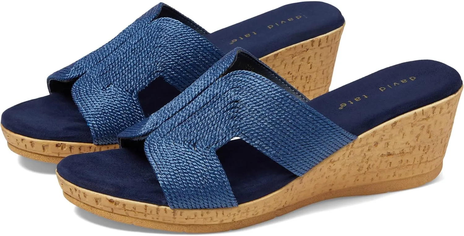 David Tate Womens Vibe Braided Slide Sandals