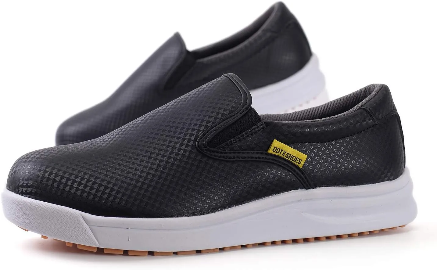 DDTX Slip Oil Resistant Slip-on Mens Work Shoes Black/White