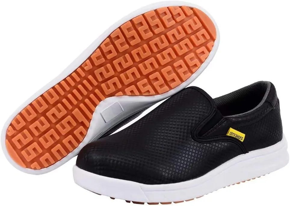 DDTX Slip Oil Resistant Slip-on Mens Work Shoes Black/White