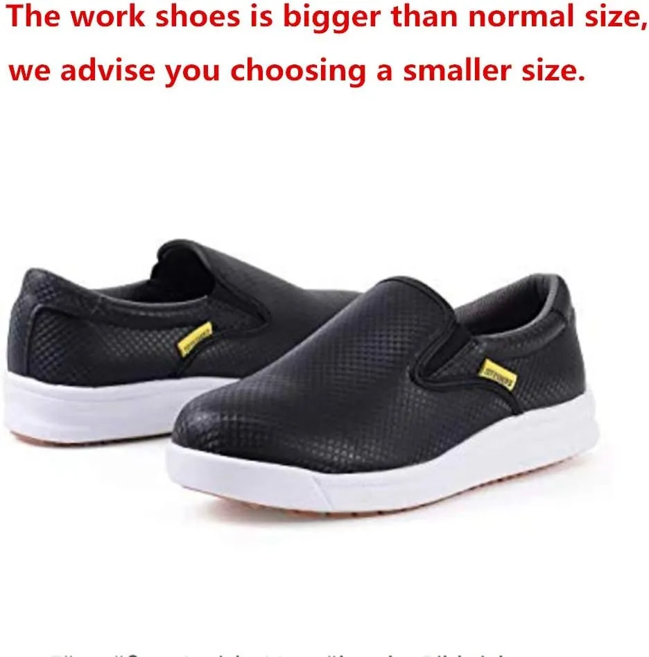 DDTX Slip Oil Resistant Slip-on Mens Work Shoes Black/White
