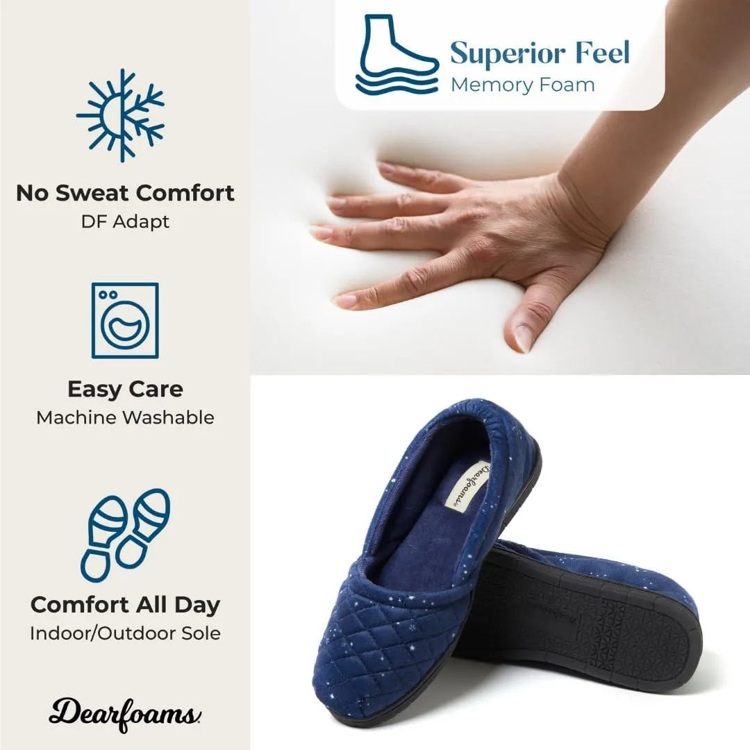 Dearfoams Women's Comfort Memory Foam Indoor Outdoor Katie Slip On Loafer Ballet Slipper