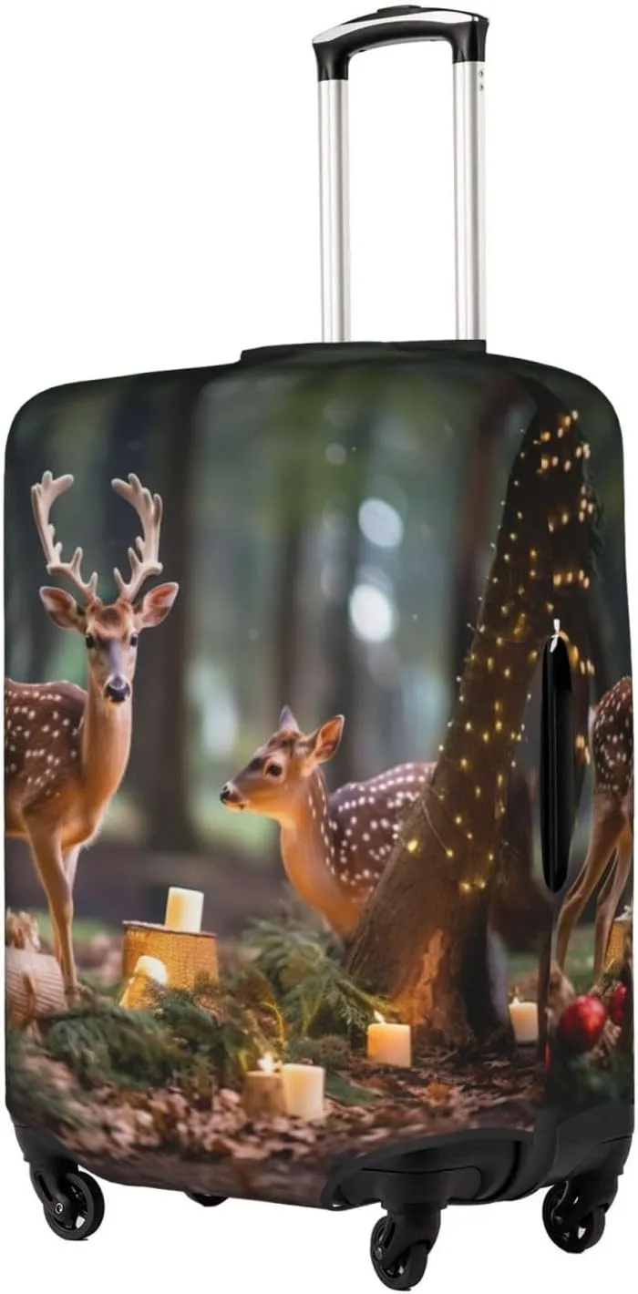 Deer Tree Christmas Print Luggage Cover For Suitcases, Elastic Travel Bag For Luggage, Stylish Design