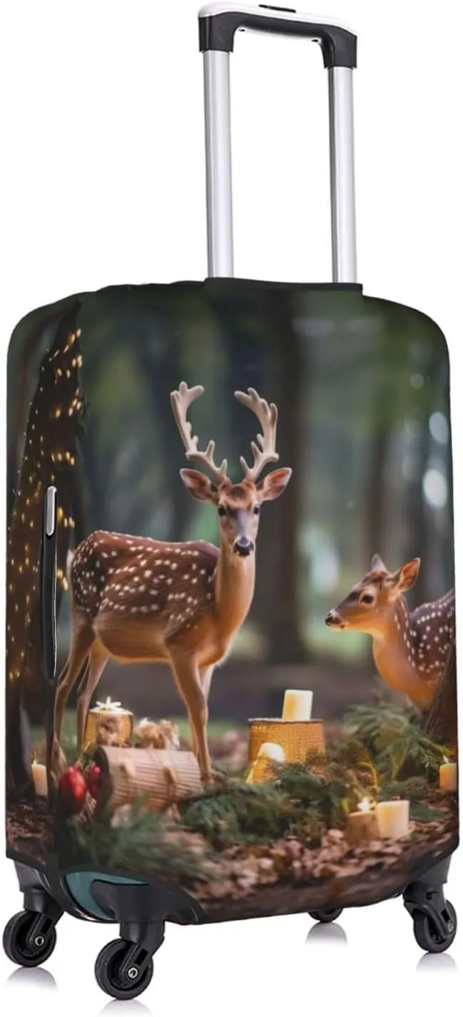 Deer Tree Christmas Print Luggage Cover For Suitcases, Elastic Travel Bag For Luggage, Stylish Design