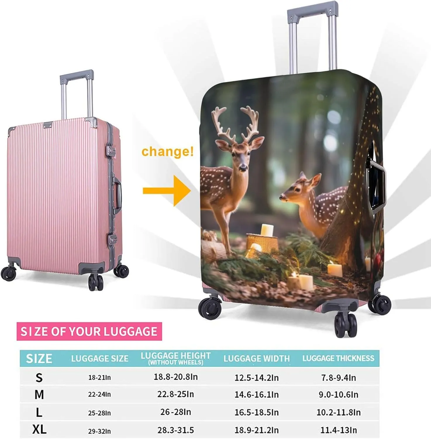 Deer Tree Christmas Print Luggage Cover For Suitcases, Elastic Travel Bag For Luggage, Stylish Design