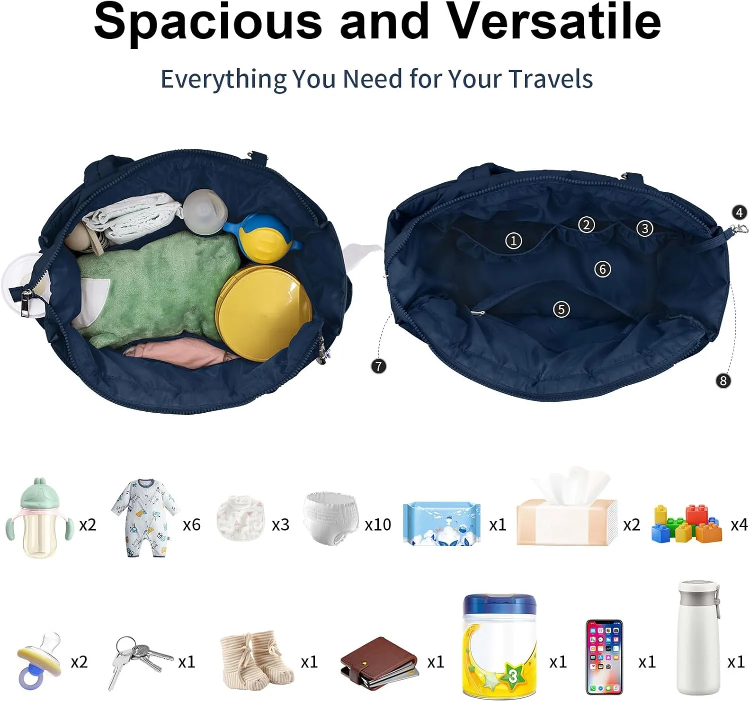 Diaper Bag Tote with Silicone Pacifier Case,Tote Bags Crossbody Hospital Bag Travel Large Mommy Bag
