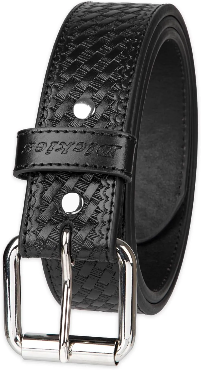 Dickies mens Basket Weave Emboss Heavyweight Leather Belt