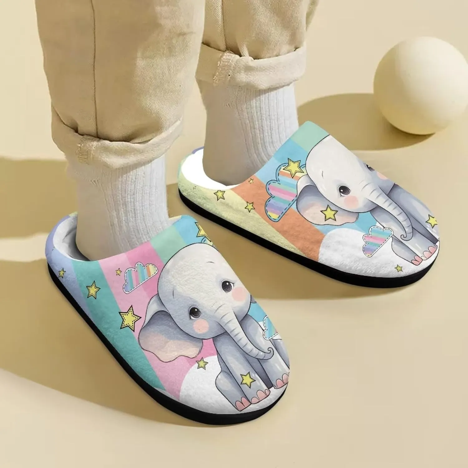 DISNIMO Boys Girls Toddler House Bedroom Slippers,Kids Warm Slip On Home Slippers Cute Winter Nonslip Indoor Slippers