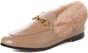 Divanne Loafers for Women, Womens Loafer Flats Gold Chain Penny Loafers Slip On Fur Loafer Mules
