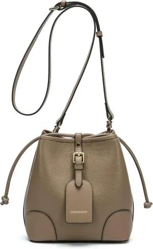 DORIS&JACKY Small Leather Bucket Hobo Purse for Women Designer Drawstring Crossbody Bag and Handbags