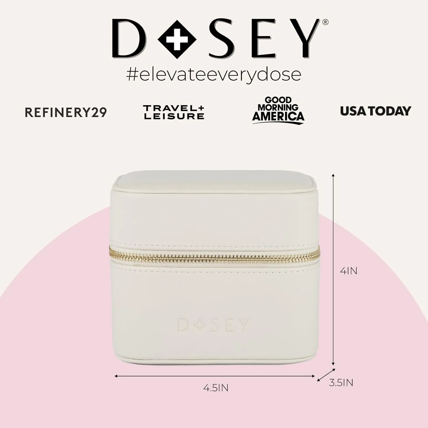 Dosey Travel Pill Case & Easy-Slide Pouches - Vegan Leather Daily Organizer With 7 Airtight Pockets for Medicine Storage & Protection - Stylish Sorter & Medication Organizer - Cream