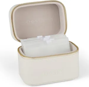 Dosey Travel Pill Case & Easy-Slide Pouches - Vegan Leather Daily Organizer With 7 Airtight Pockets for Medicine Storage & Protection - Stylish Sorter & Medication Organizer - Cream