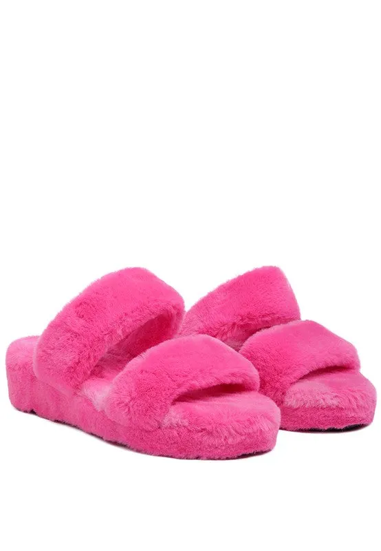 Double Strap Plush Slides