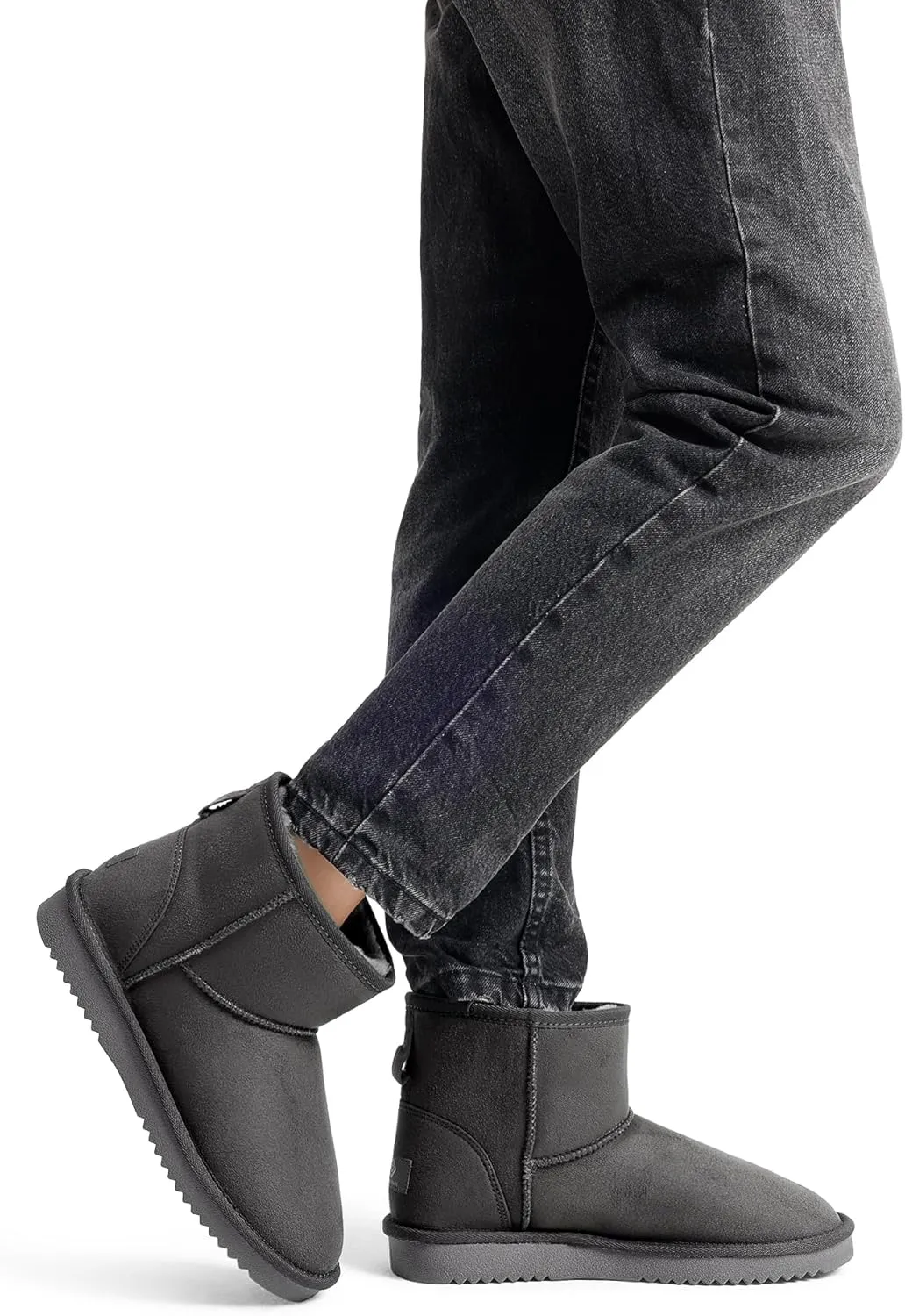 DREAM PAIRS Women's Black Brown Tan Grey Winter Snow Boots Classic Faux Fur Lined Slip On Ankle Boots