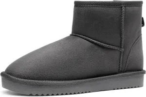 DREAM PAIRS Women's Black Brown Tan Grey Winter Snow Boots Classic Faux Fur Lined Slip On Ankle Boots