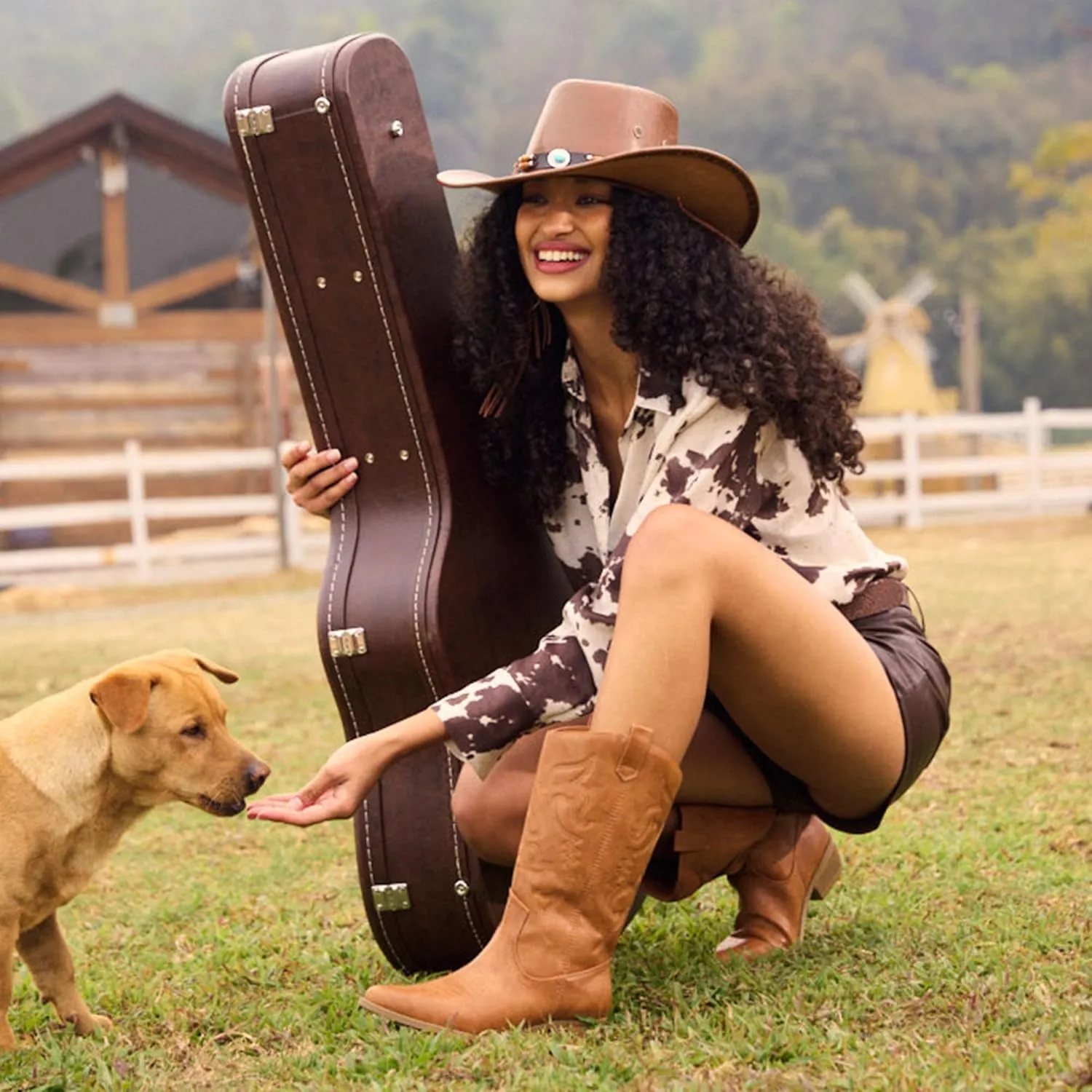 DREAM PAIRS Women's Cowboy Boots Pull On Cowgirl Boots Mid Calf Western Boots