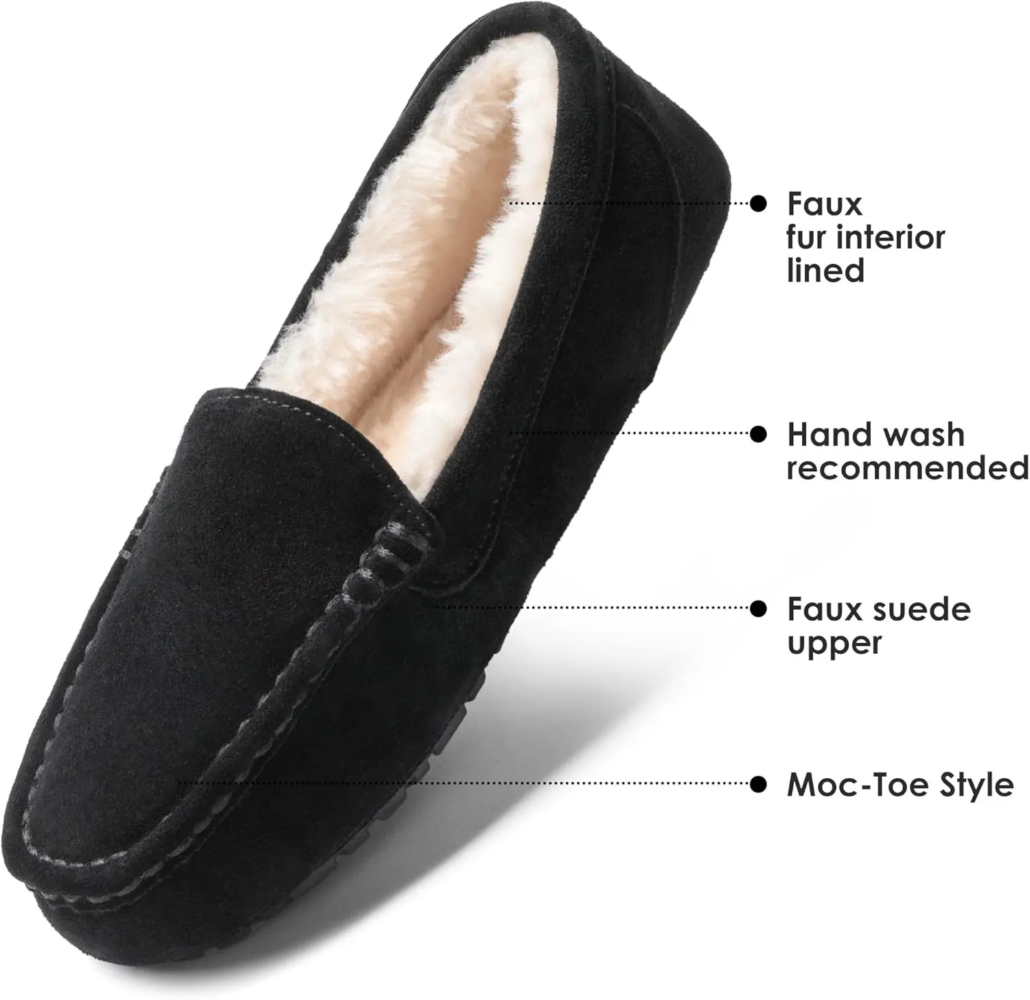 DREAM PAIRS Women's Fuzzy House Slippers Cozy Faux Fur Micro Suede Moccasins Slip on Loafer Shoes for Indoor and Outdoor