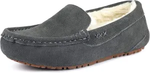 DREAM PAIRS Women's Fuzzy House Slippers Cozy Faux Fur Micro Suede Moccasins Slip on Loafer Shoes for Indoor and Outdoor