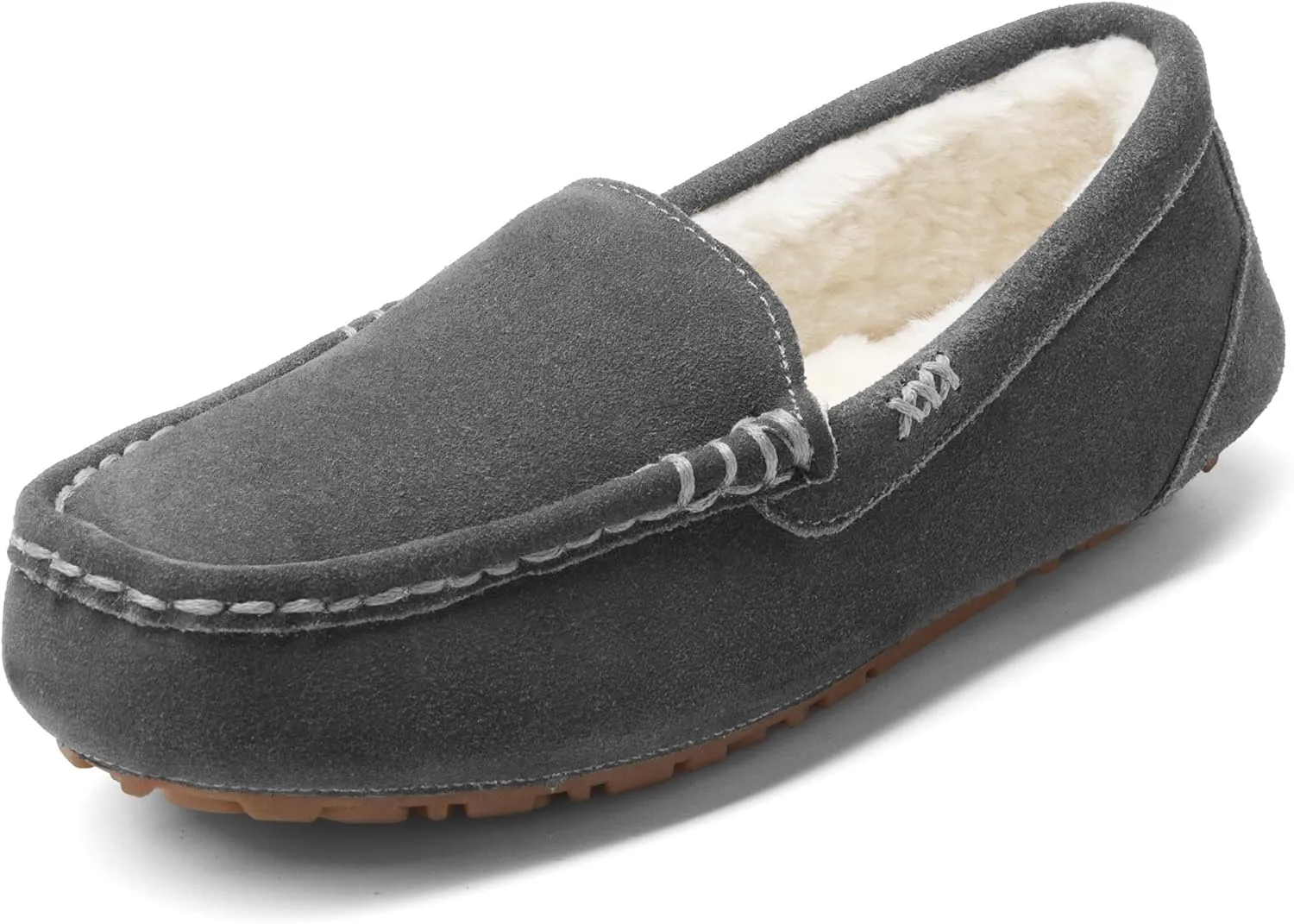 DREAM PAIRS Women's Fuzzy House Slippers Cozy Faux Fur Micro Suede Moccasins Slip on Loafer Shoes for Indoor and Outdoor