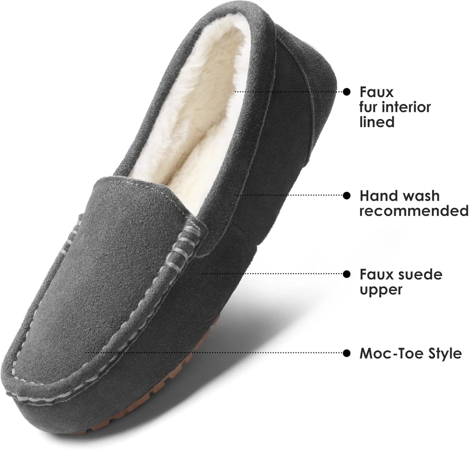 DREAM PAIRS Women's Fuzzy House Slippers Cozy Faux Fur Micro Suede Moccasins Slip on Loafer Shoes for Indoor and Outdoor