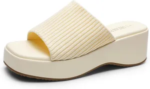 DREAM PAIRS Womens Slip on Wedges Platform Soft Cute Walking Comfort Flatform Sandals