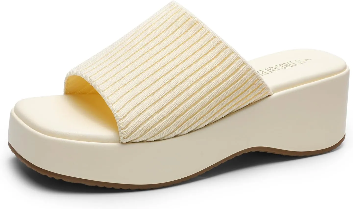 DREAM PAIRS Womens Slip on Wedges Platform Soft Cute Walking Comfort Flatform Sandals