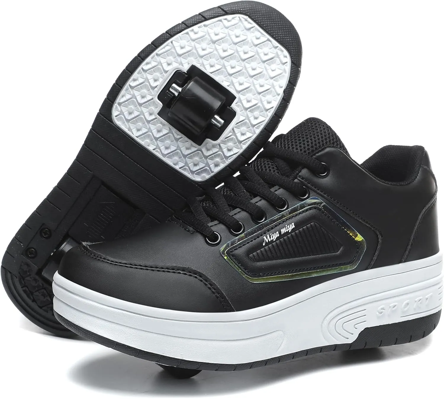 Ehauuo Roller Skates Shoes Sneakers Wheels Removable for Boys Girls Safety Stain-Resistant Easy on and Clean Comfortable as Kids Fun Sports Loved for Kids Beginners