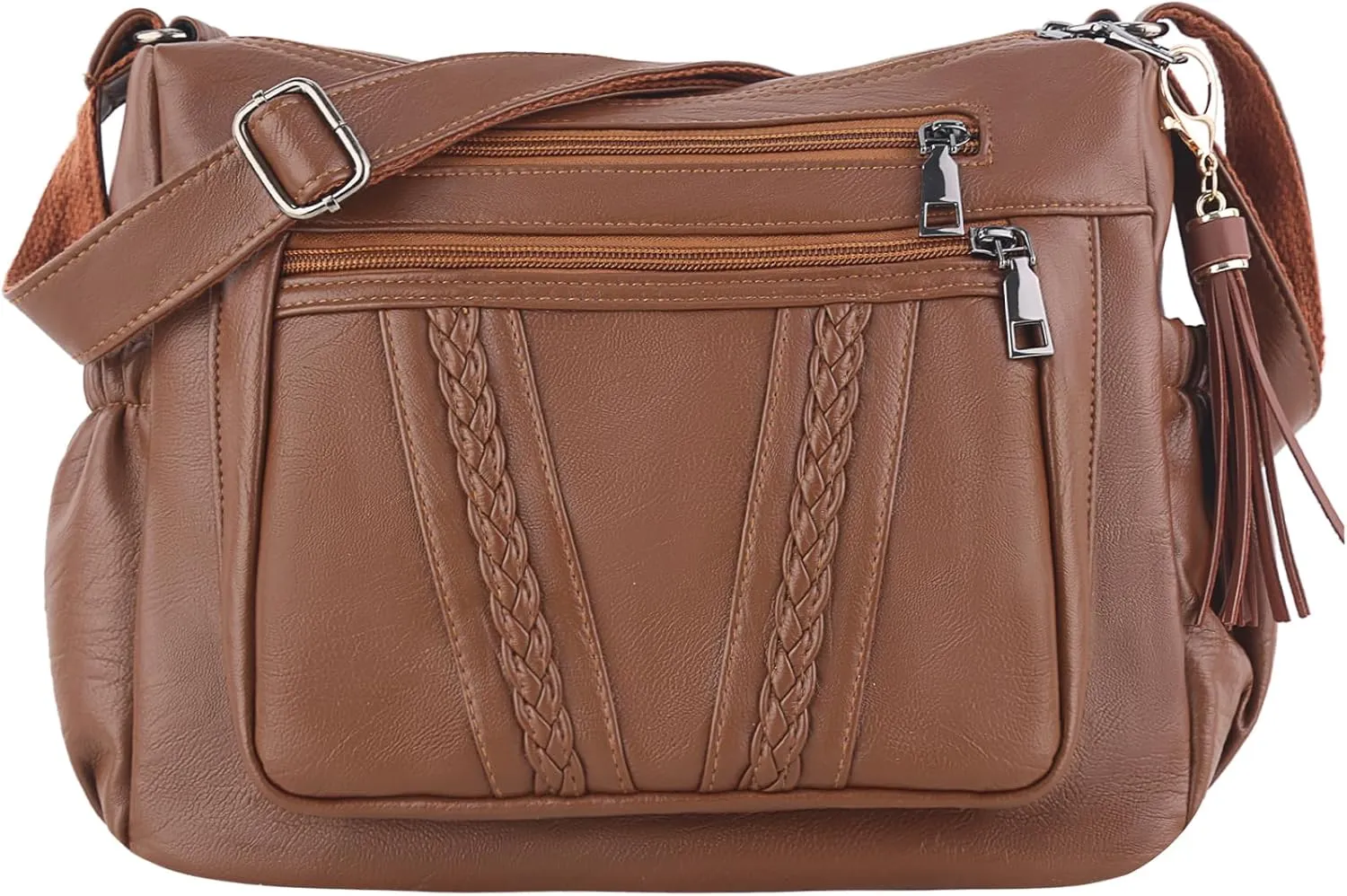ELDA Crossbody Bags For Women Pocketbooks Soft PU Leather Purses and Handbags Multi Pocket Shoulder Bag