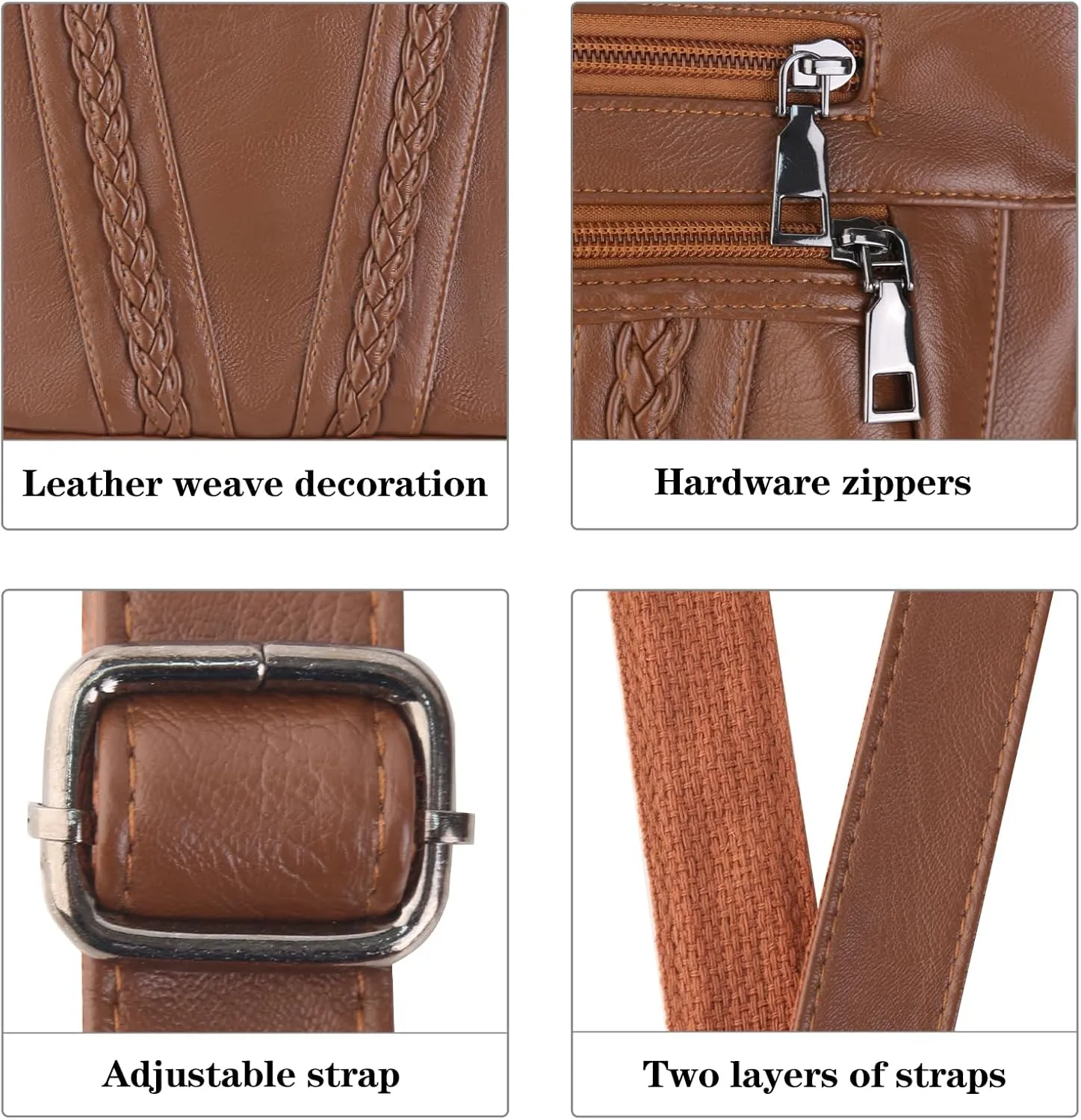 ELDA Crossbody Bags For Women Pocketbooks Soft PU Leather Purses and Handbags Multi Pocket Shoulder Bag