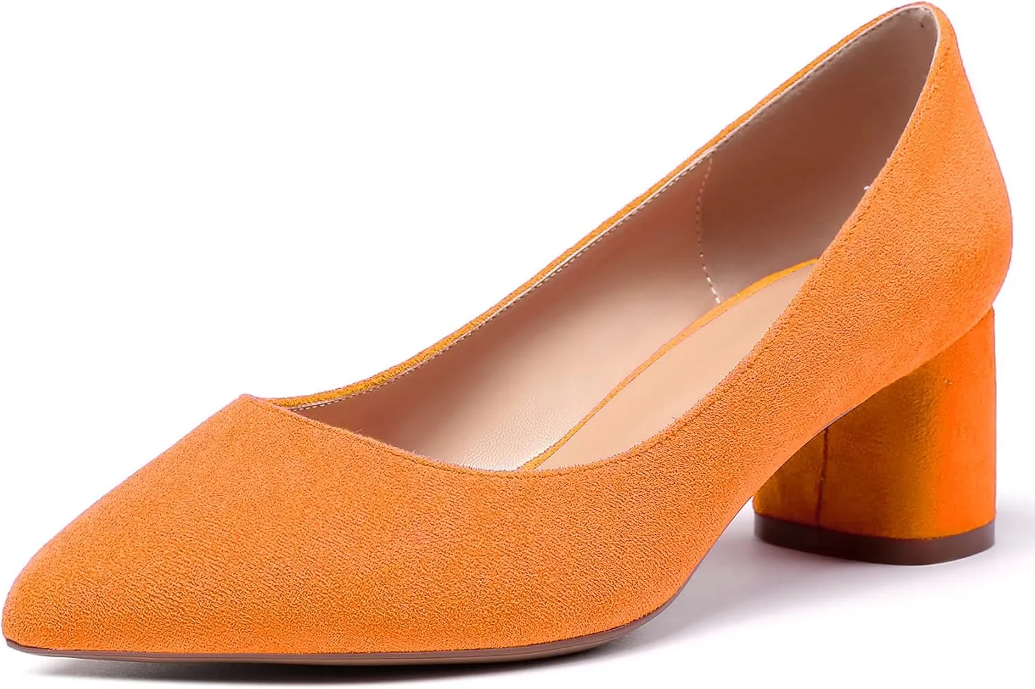 Eldof Women's Chunky Block Low Heels Closed Pointy Toe Classic Pumps Comfort Slip-on Party Evening Dress Heeled Shoes 5 CM