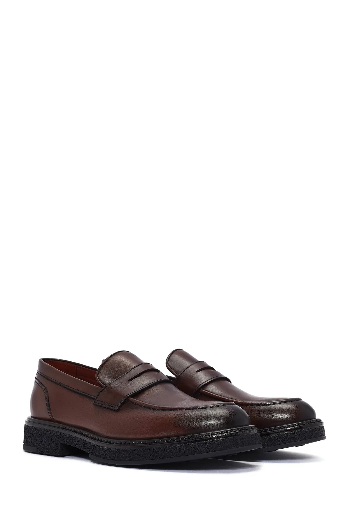 Erkek Kahverengi Deri Casual Loafer